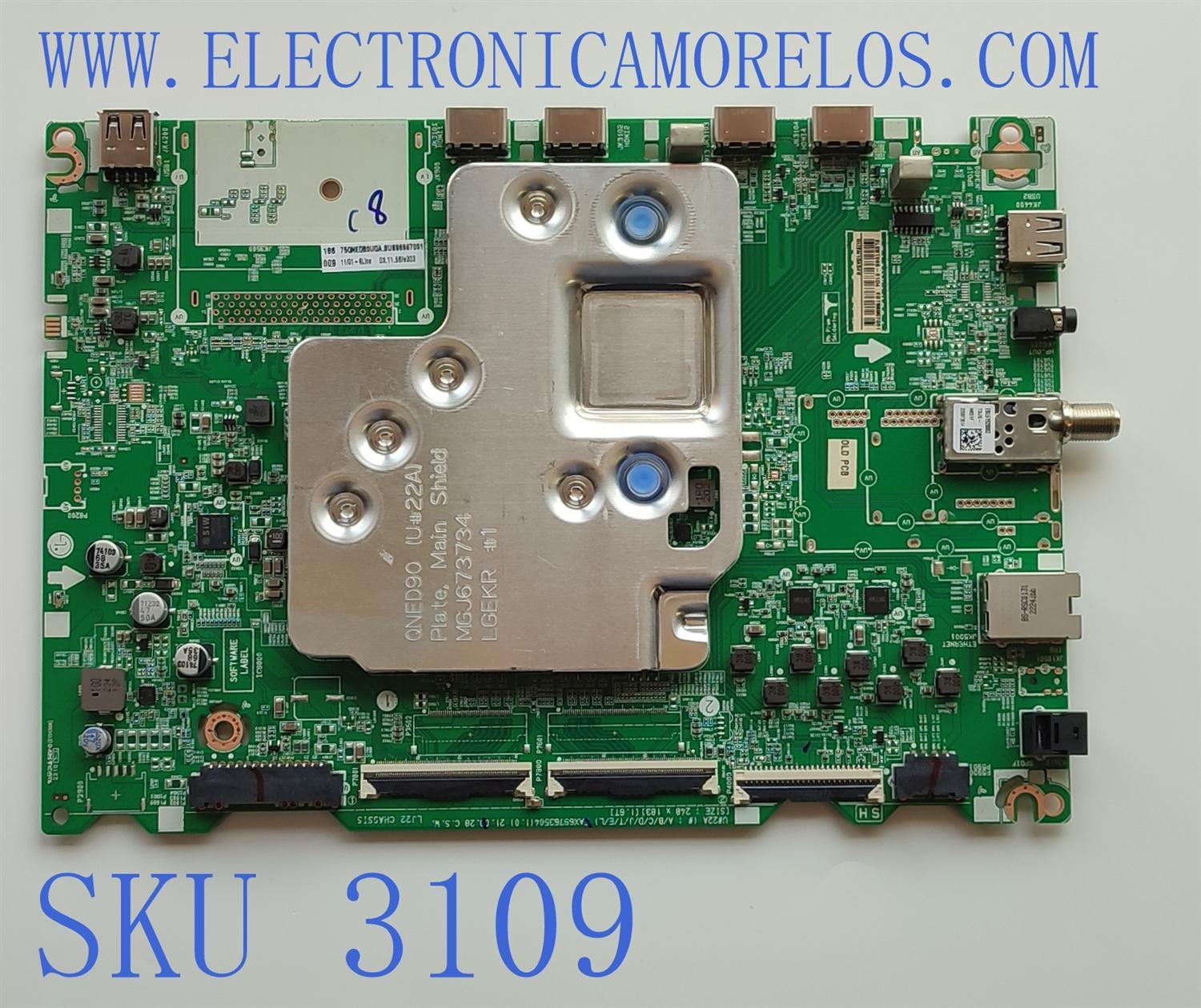 MAIN PARA TV LG / NUMERO DE PARTE EBT66967001 / EAX69763504(1.0) / PANEL NC750EQH-ABLH1 / DISPLAY HV750QUB-E7F / MODELO 75QNED80UQA.BUSGLKR	